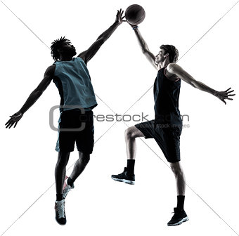basketball players men  isolated silhouette shadow