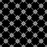 Geometric seamless white pattern in with flowers on black background