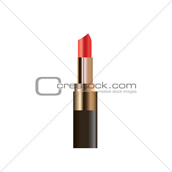 Opened red lipstick isolated