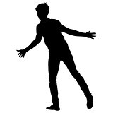 Silhouette man with divorced his hands to the sides. Vector illustration