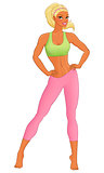 Sportive young woman posing. Vector illustration.