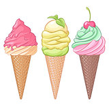 Set of colorful ice-cream vector illustration - 1