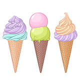 Set of colorful ice-cream vector illustration - 2