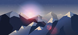 Stock vector illustration horizontal background mountain landscape in flat style