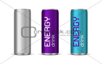 Vector illustration of bright energy drink cans 