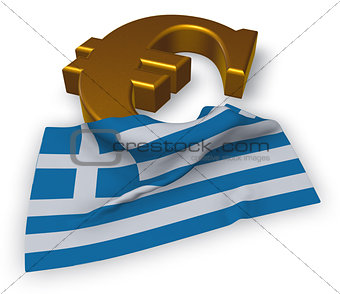 euro symbol and greek flag - 3d illustration