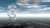 glass paragraph symbol under cloudy sky - 3d rendering