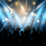 Party people on a spotlights background