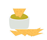 Nachos icon flat, cartoon style isolated on white background. Vector illustration, clip art. Traditional Mexican food.
