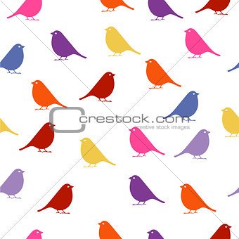 Birds. seamless baby background with colour birds.