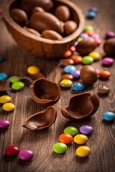 Assorted chocolate eggs for Easter