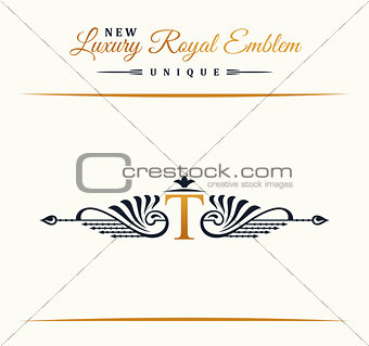 Calligraphic Luxury line Flourishes elegant emblem monogram. Royal vintage divider design