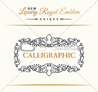 Calligraphic Luxury line symbol. Flourishes elegant emblem monogram. Royal vintage divider design