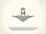 Calligraphic Luxury line logo. Flourishes elegant emblem monogram. Royal vintage divider design