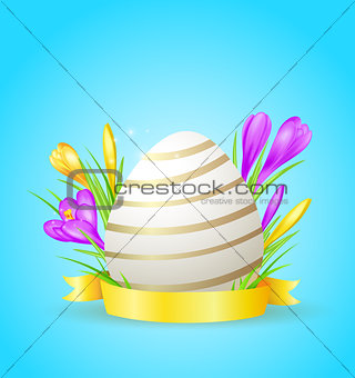 Easter card with egg and crocuses