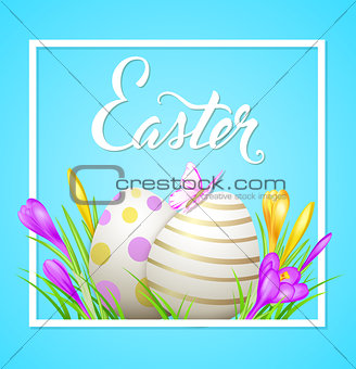 Easter frame with eggs and flowers