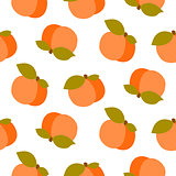 Peach seamless vector pattern on white.