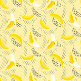 Banana pop art seamless vector pattern on white.