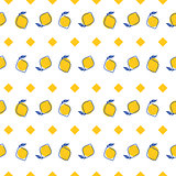 Blue and yellow lemon mediterranean seamless tile pattern.