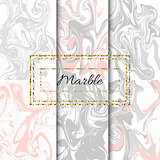 Marble texture vector set. Hand drawn ink marble.