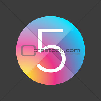 Number five colorful button