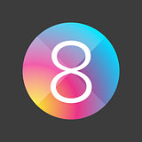 Number eight colorful button