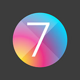 Number seven colorful button