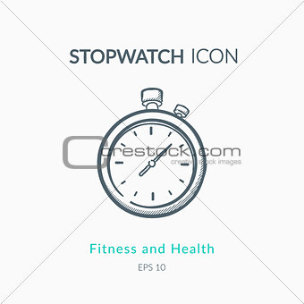 Stopwatch icon isolated on white.