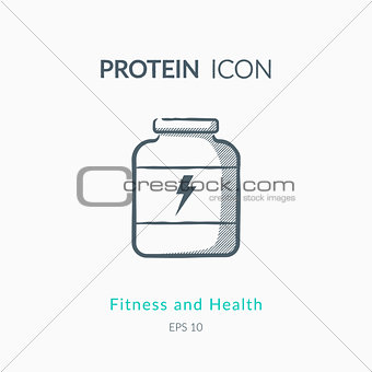 Sport nutrition icon isolated on white.