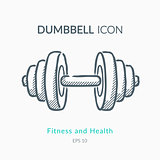Dumbbell icon isolated on white.