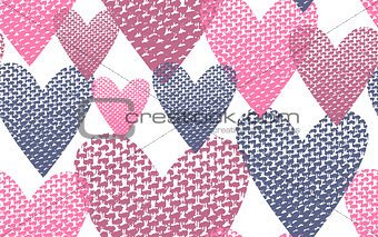 Seamless pattern textile hearts background