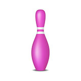 Bowling pin in pink design with white stripes