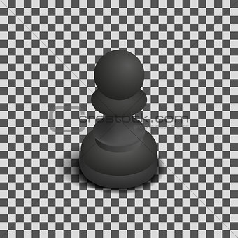 Black chess piece pawn isometric, vector illustration.