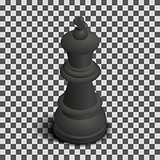 Black king chess piece isometric, vector illustration.