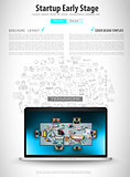 Infograph Brochure template with hand drawn sketches and a lot of mockups design elements