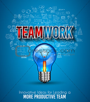 Teamwork Borchure template with hand drawn sketches and a lot of mockups design elements
