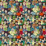 Seamless pattern of happy laughing people.