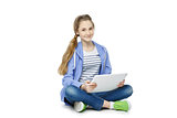 Teen age girl with tablet