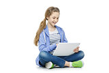 Teen age girl with tablet