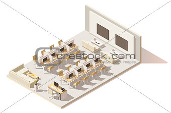 Vector isometric low poly internet cafe