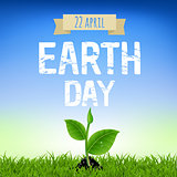 Earth Day Card With Young Plant