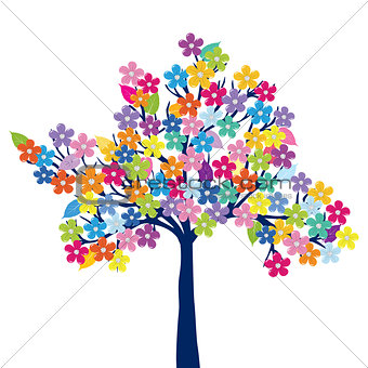Multicolored tree on white background