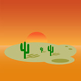 Cartoon desert landscape banner design.