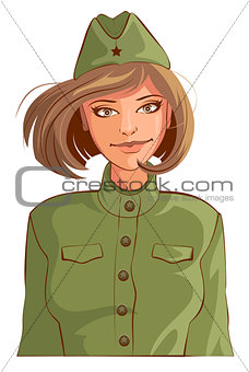 Russian woman retro soldier