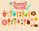 Sweet food icon collection.