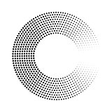 Abstract ring of black dots. Halftone effect with gradient. Modern design vector background