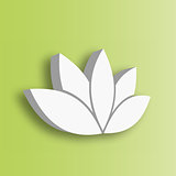 Lotus flower 3d Icon on green gradient background. Wellness, spa, yoga, beauty and healthy lifestyle theme. Vector illustration