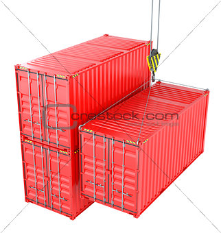 Shipping containers with crane hook