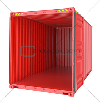 Freight shipping, open empty cargo container