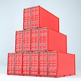 Set of cargo 3d container delivery